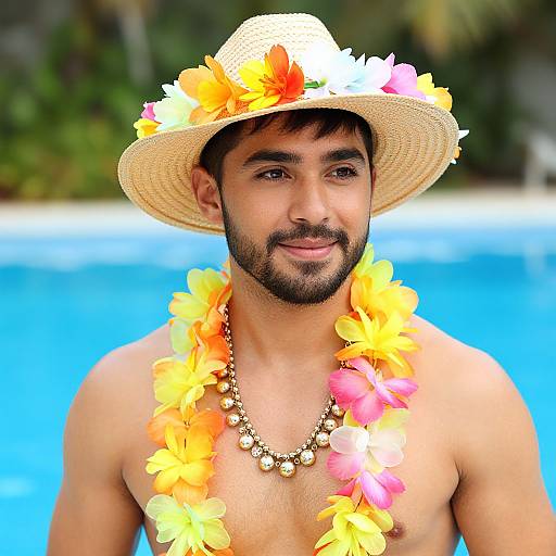 Adult Male Luau Costume by Pool