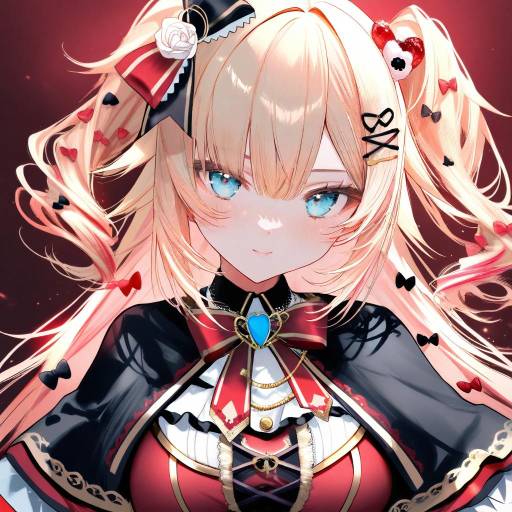 Illustration of Akai haato (gothic lolita), hololive in the style of Pottsness