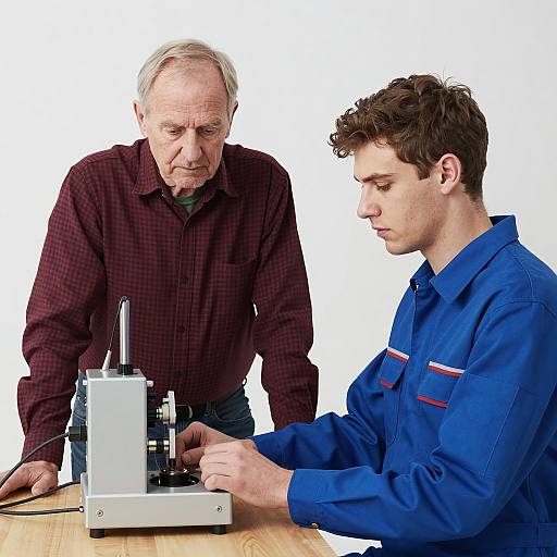 Two Men Focused on a Machine