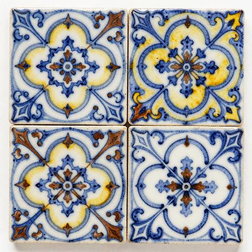 Ornate Blue and Yellow Ceramic Tiles