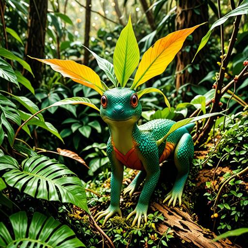 Vibrant Plant Creature on Tropical Island