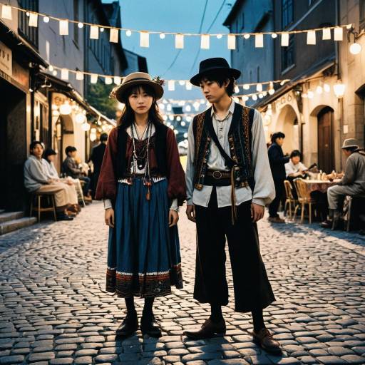 Bohemian Vintage Street Performers at Dusk