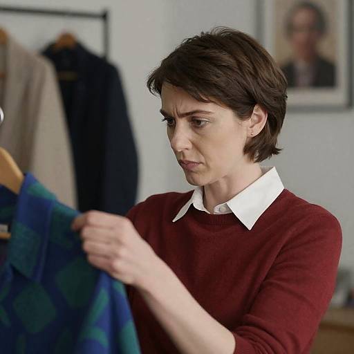 Focused Woman in Stylish Red Sweater
