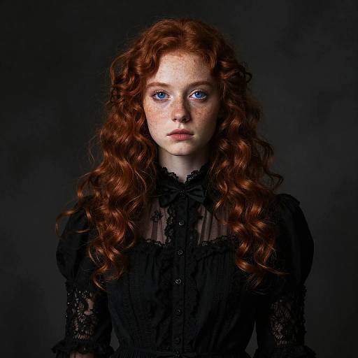 Mysterious Freckled Girl Gothic Portrait