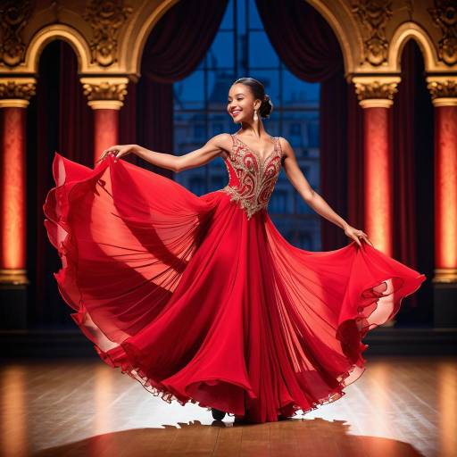 Elegant Dancer in Glamorous Red Gown Elegant Dancer in Glamorous Red Gown