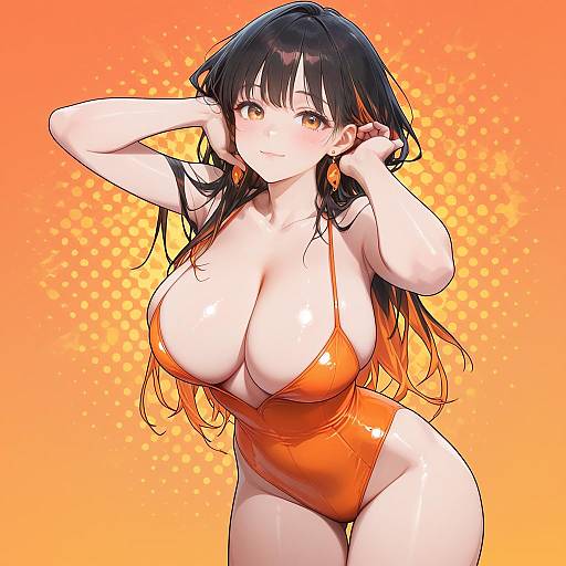 Orange K-pop Idol Bodysuit Portrait