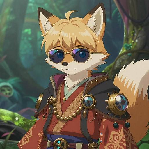 Steampunk Fox in Mystic Jungle Setting