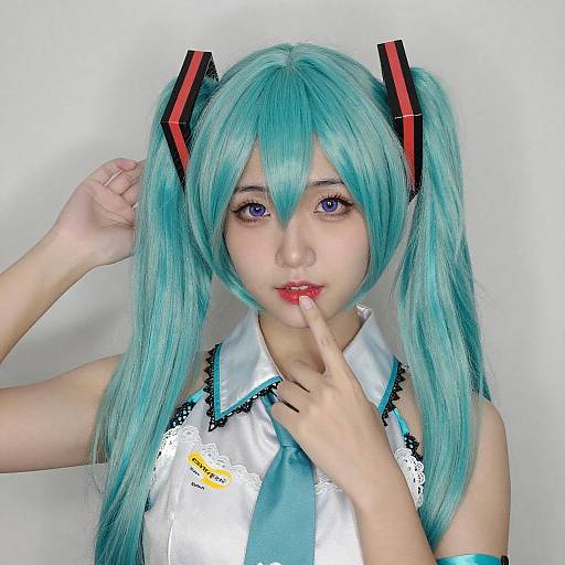 Asian Woman with Turquoise Twin Buns