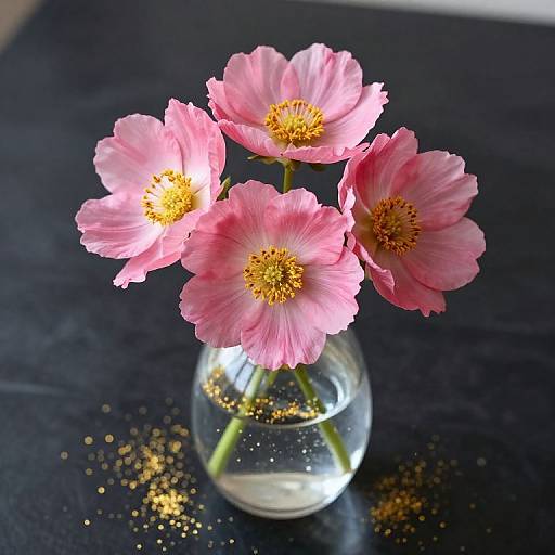 Vibrant Pink Flowers in Glass Vase