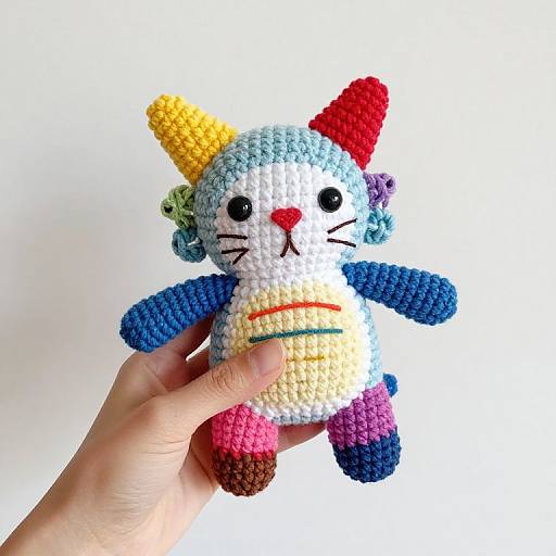 Colorful Hand-Crocheted Catnip Toy