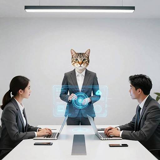 Business Animals in Futuristic Office