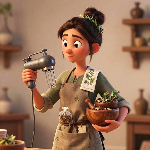 Whimsical 3D Apothecary Herbalist Portrait