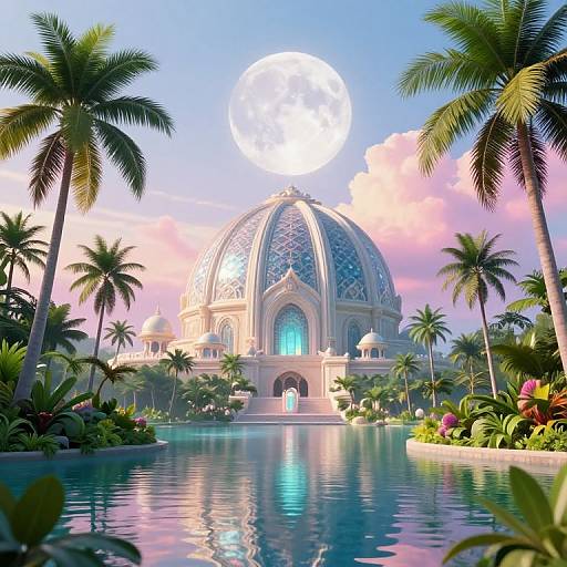 Utopian Tropical Paradise with Mystical Dome