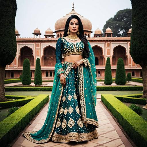 Regal Pakistani Woman in Traditional Mughal Outfit