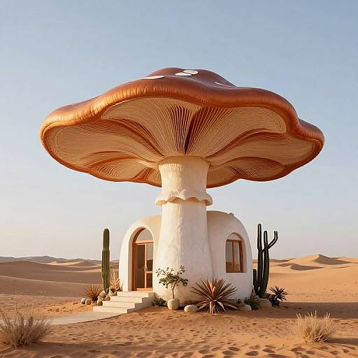 Mucha-Inspired Flower House in Desert