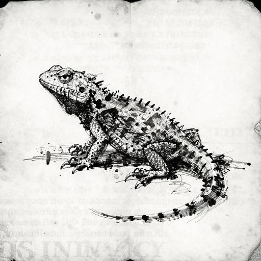 Expressionist Lizard Ink Sketch