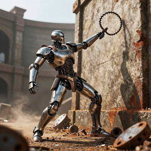 Robotic Gladiator in Dystopian Arena