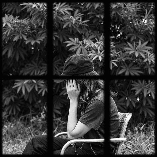 Contemplative Figure in Black-and-White