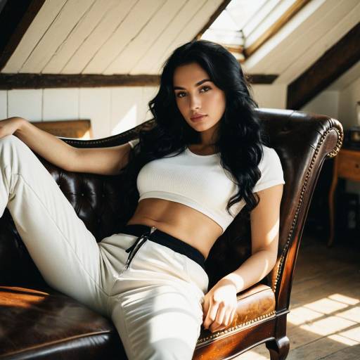 Elegant Woman in Sunlit Attic