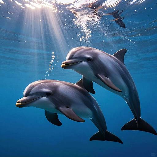 Enchanting Dolphin-Cat Underwater Scene