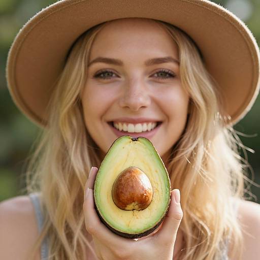 Blonde Woman with Avocado Smile