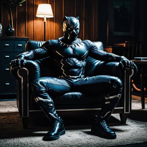 Black Panther in Retro Furniture Setting