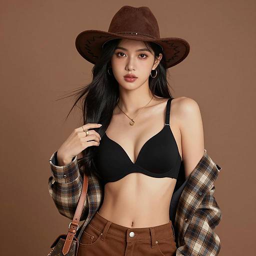 Stylish Solo Girl in Fashionable Outfit