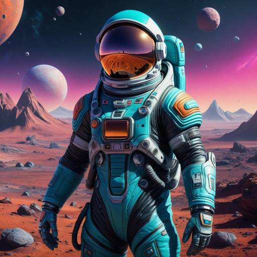Futuristic Astronaut on Alien Planet Futuristic Astronaut on Alien Planet