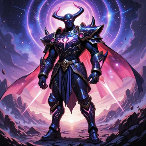 Muscular Demon Against Cosmic Backdrop Muscular Demon Against Cosmic Backdrop
