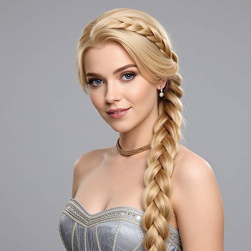 Realistic Blonde Rapunzel with Jewelry