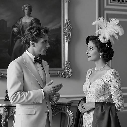 Elegant Black and White Portrait in Room