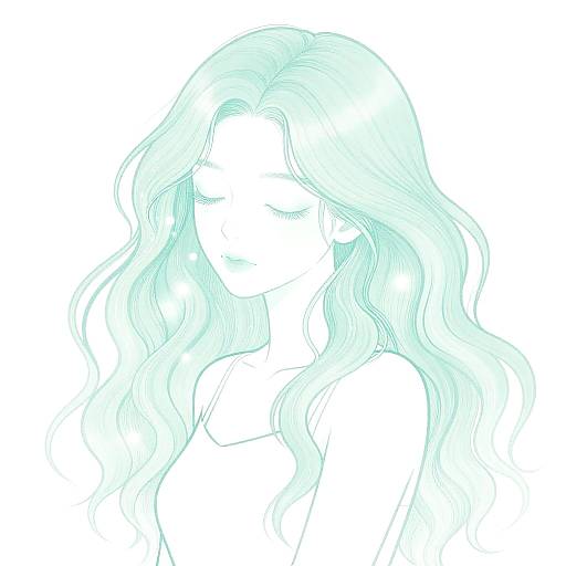 Ethereal Woman with Pastel Mint Hair