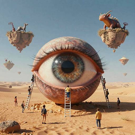 Surreal Giant Eye in Desert