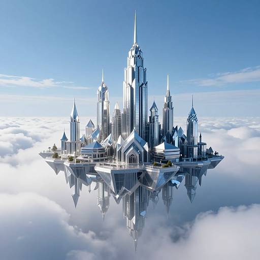 Hovering Silver Spires Above Clouds