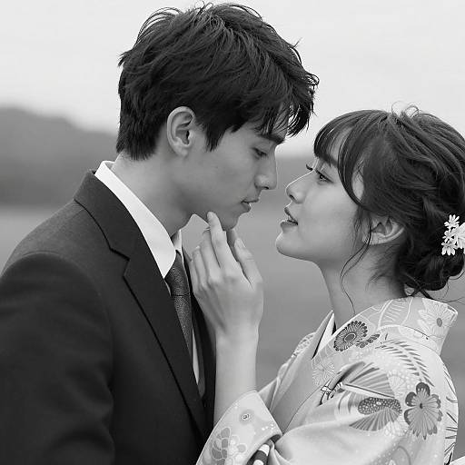 Intimate Moment in Black and White