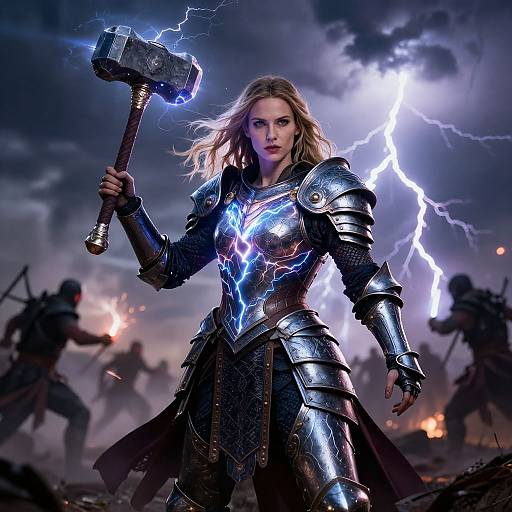 Stormforged Warrior in Thunderous Battle