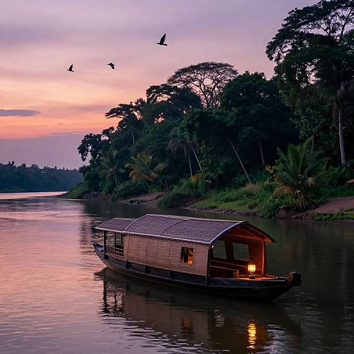 Serene Sunset Riverbank Houseboats