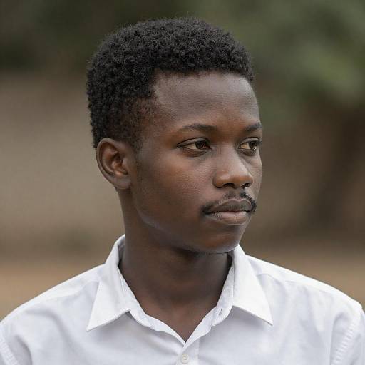Portrait of Young Black Man in White Shirt