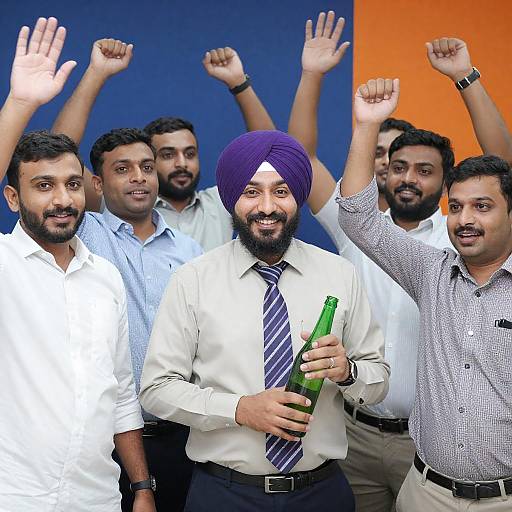 Office Celebration with Men in Turbans