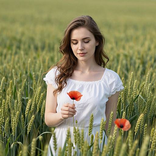 Woman in Poppy Field of Rye