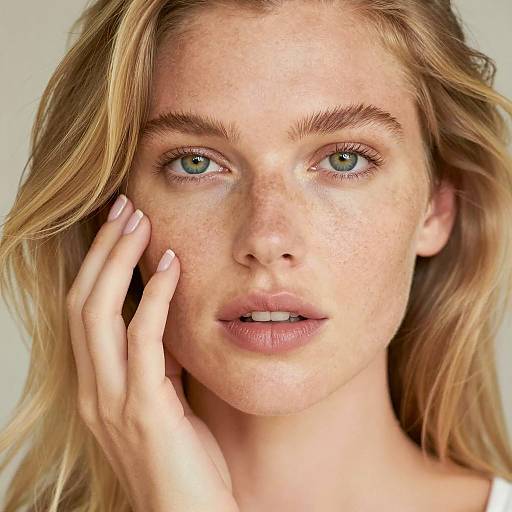 Close-up Portrait of Blonde Woman with Freckles