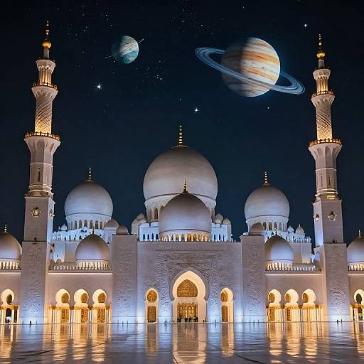 Futuristic Masjid under Starry Night