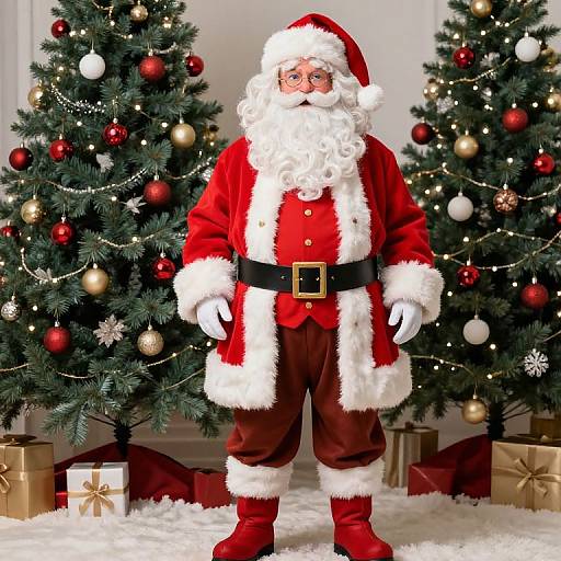Male Santa Claus by Christmas Tree
