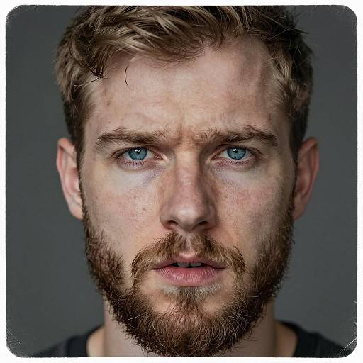 Intense Bearded Man with Blue Eyes