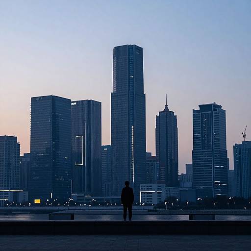 Minimalist Cyberpunk Cityscape at Dusk