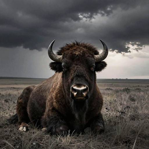Dramatic Steppe Bison Portrait Sketch