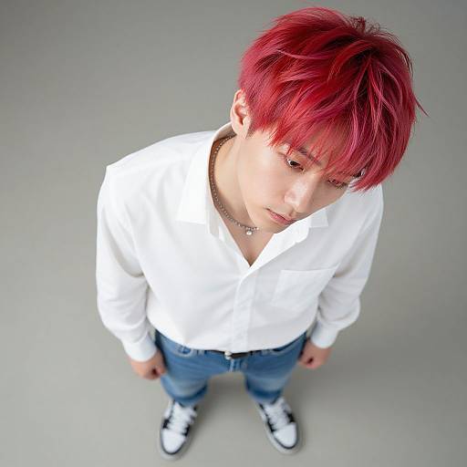 Man with Colorful Hair Casual Outfit