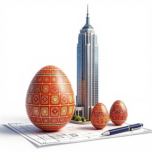 Futuristic Building with Detailed Easter Eggs