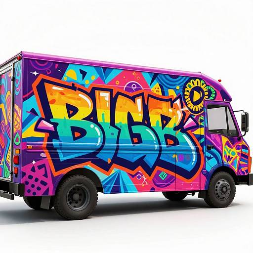 Vibrant 3D Psychedelic Graffiti Truck