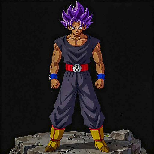 Muscular Male Super Saiyan on Stone Platform